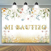 Blumen Gold Funkeln Mi Taufe Babydusche Hintergrund